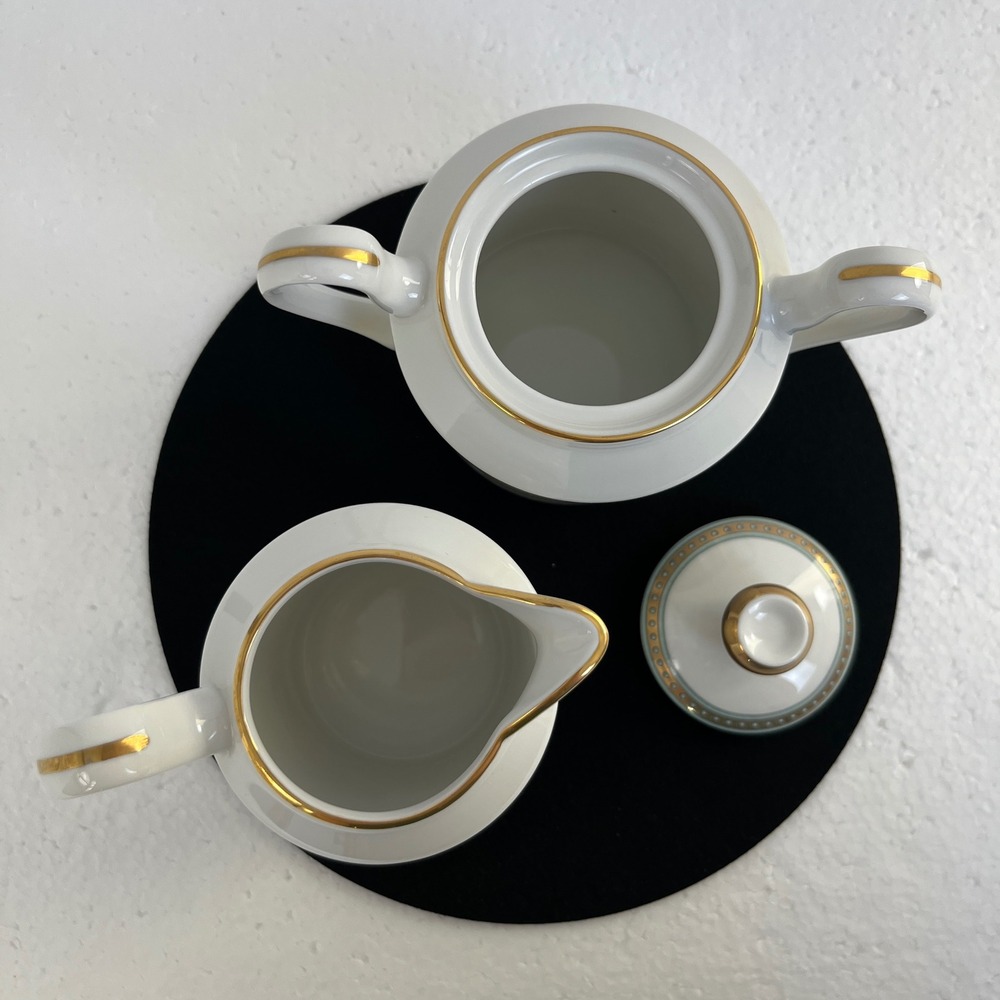 Vtg‎ Christian Dior Trianon Creamer & Sugar Bowl Set La Collection Gold Trim - Picture 4 of 11